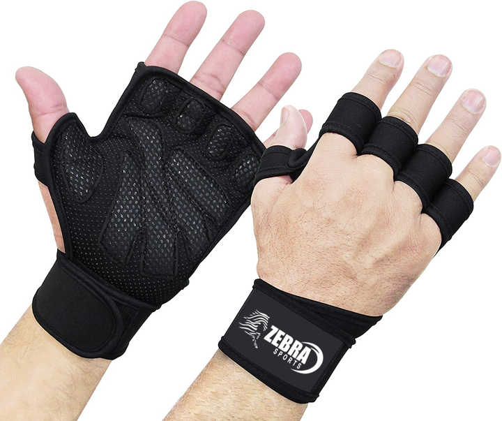 New Ventilated Half Finger Weight Lifting Gloves Built-in Wrist Wraps