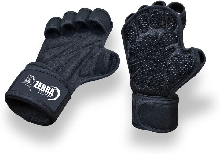 New Ventilated Half Finger Weight Lifting Gloves Built-in Wrist Wraps