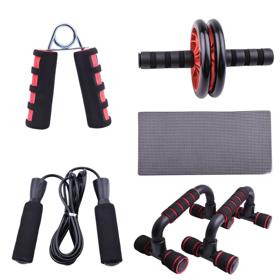 Custom Home Gym Fitness Sets 6-in-1 Abdominal Wheel Set with Push up Stand