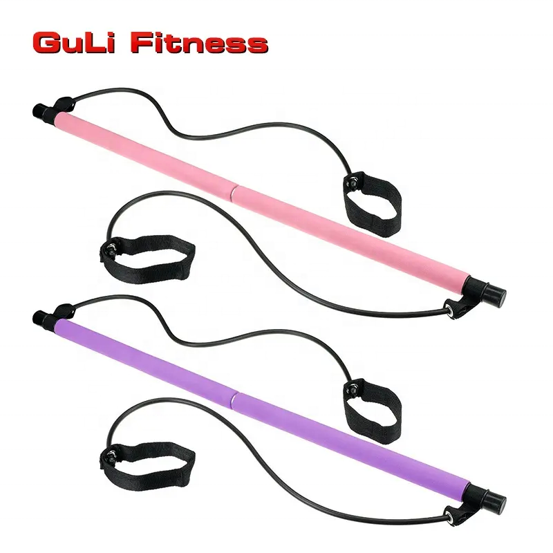 Home Gym Pilates Bar Kit with Resistance Band and Foot Loop Portable