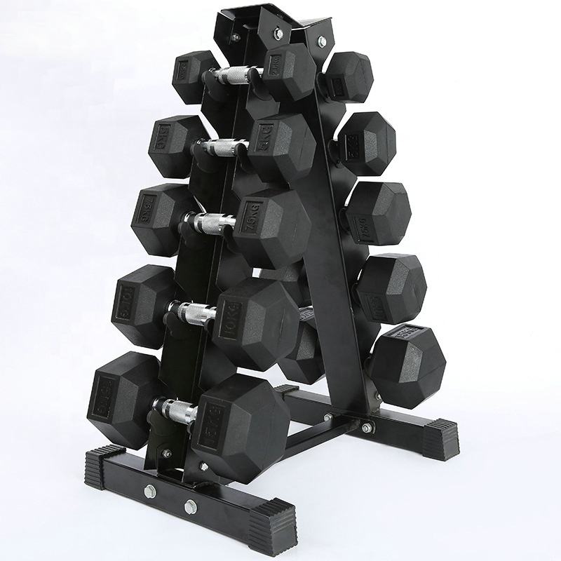 Rubber Coating Steel Fitness Cast Iron Hexagon Hex Dumbbell
