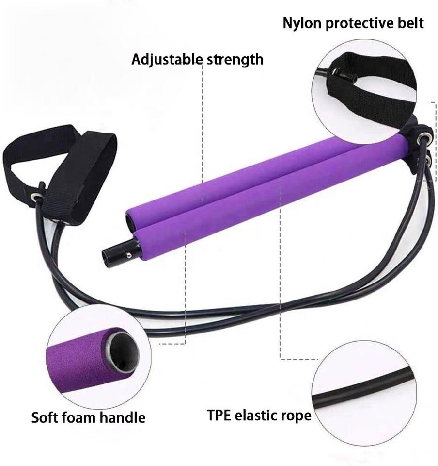 Home Gym Pilates Bar Kit with Resistance Bands Yoga Stick for Body Workout