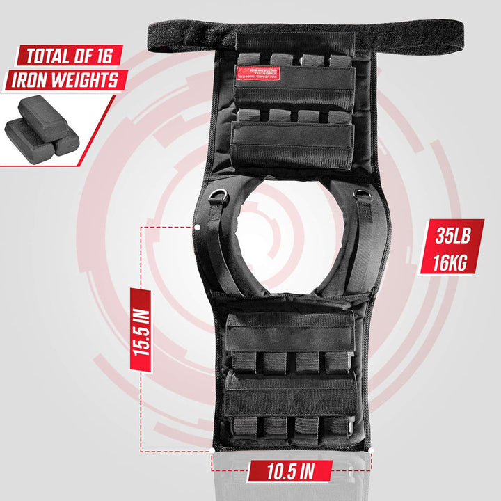 Strength Training Weight Vest 35lbs With Iron Weights Fitness