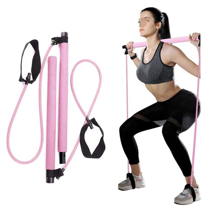Home Gym Pilates Bar Kit with Resistance Band and Foot Loop Portable