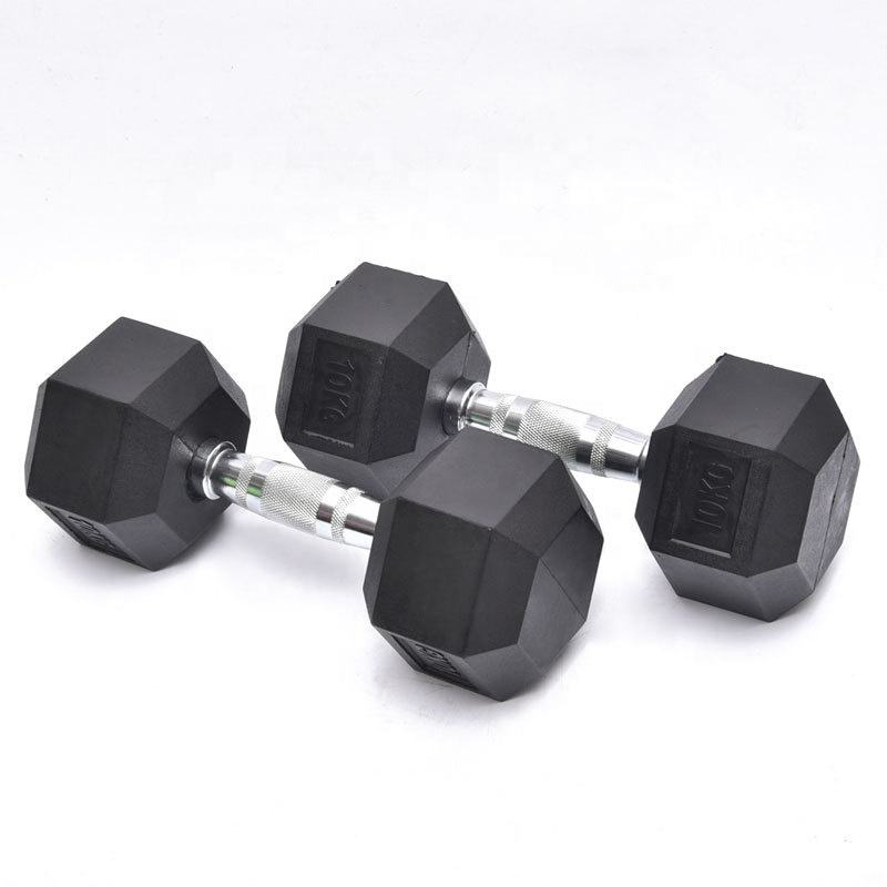 Rubber Coating Steel Fitness Cast Iron Hexagon Hex Dumbbell