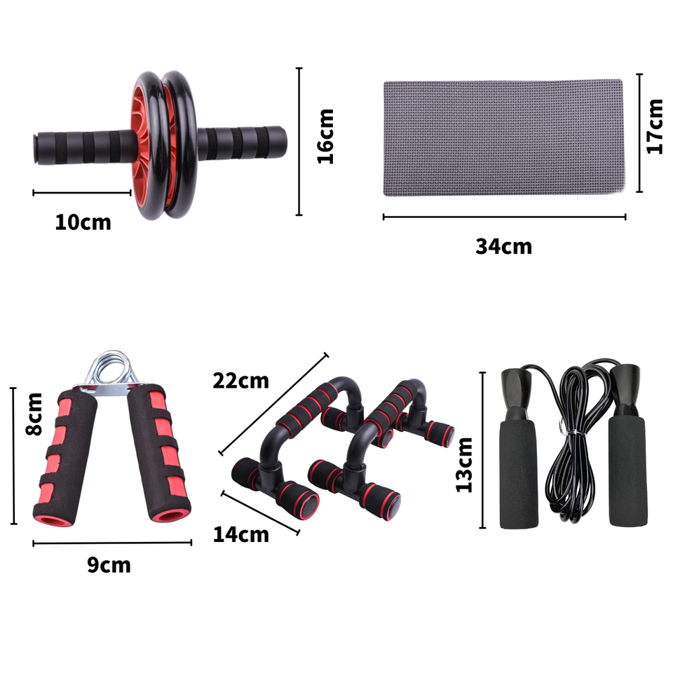 Custom Home Gym Fitness Sets 6-in-1 Abdominal Wheel Set with Push up Stand