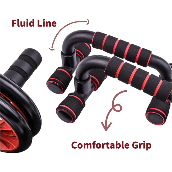 Custom Home Gym Fitness Sets 6-in-1 Abdominal Wheel Set with Push up Stand