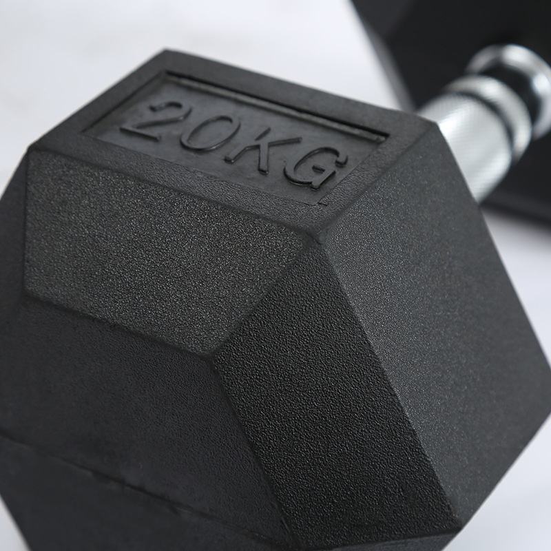 Rubber Coating Steel Fitness Cast Iron Hexagon Hex Dumbbell