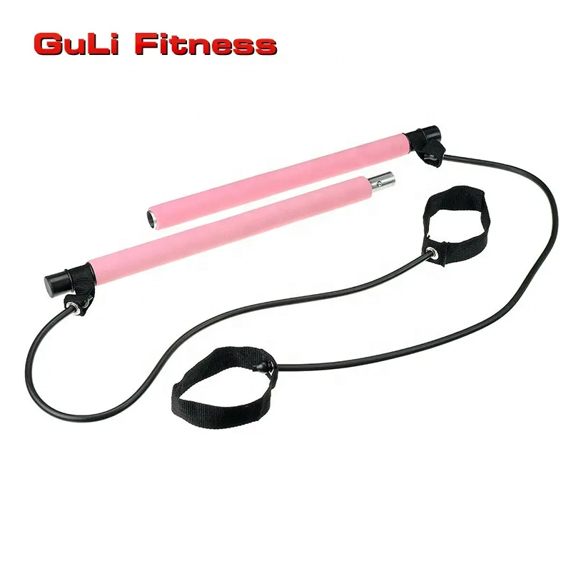 Home Gym Pilates Bar Kit with Resistance Band and Foot Loop Portable