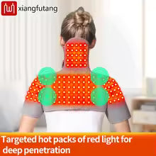 Red Light Massage Shawl 3-Gear Heat&Vibration Levels Winter Warmer Heating Neck Shoulder Upper Back Pad for Muscle