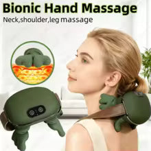 Neck and Shoulder Cordless Electric Massager Deep Tissue Shiatsu Heated Back Cervical Finger Pressure Body Relaxation