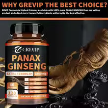 Ginseng Extract - support Energy, Focus, Athletic Performance, Endurance and Immunity - 120 Capsules, for Men and Women