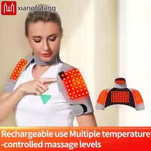 Red Light Massage Shawl 3-Gear Heat&Vibration Levels Winter Warmer Heating Neck Shoulder Upper Back Pad for Muscle