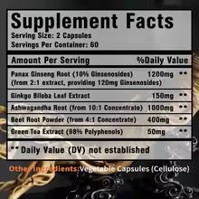 Ginseng Extract - support Energy, Focus, Athletic Performance, Endurance and Immunity - 120 Capsules, for Men and Women